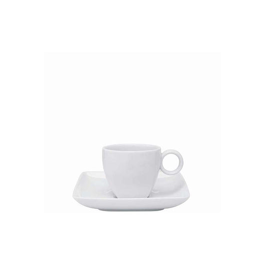 Par de Chávena + Pires de Café Carré White