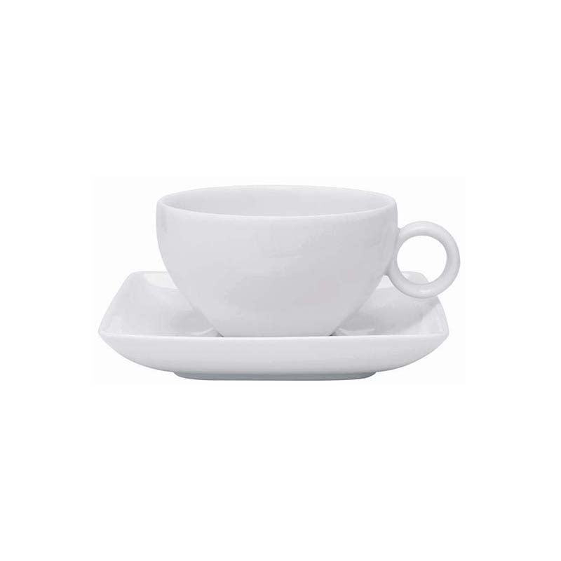 Par de Chávena + Pires de Chá Carré White