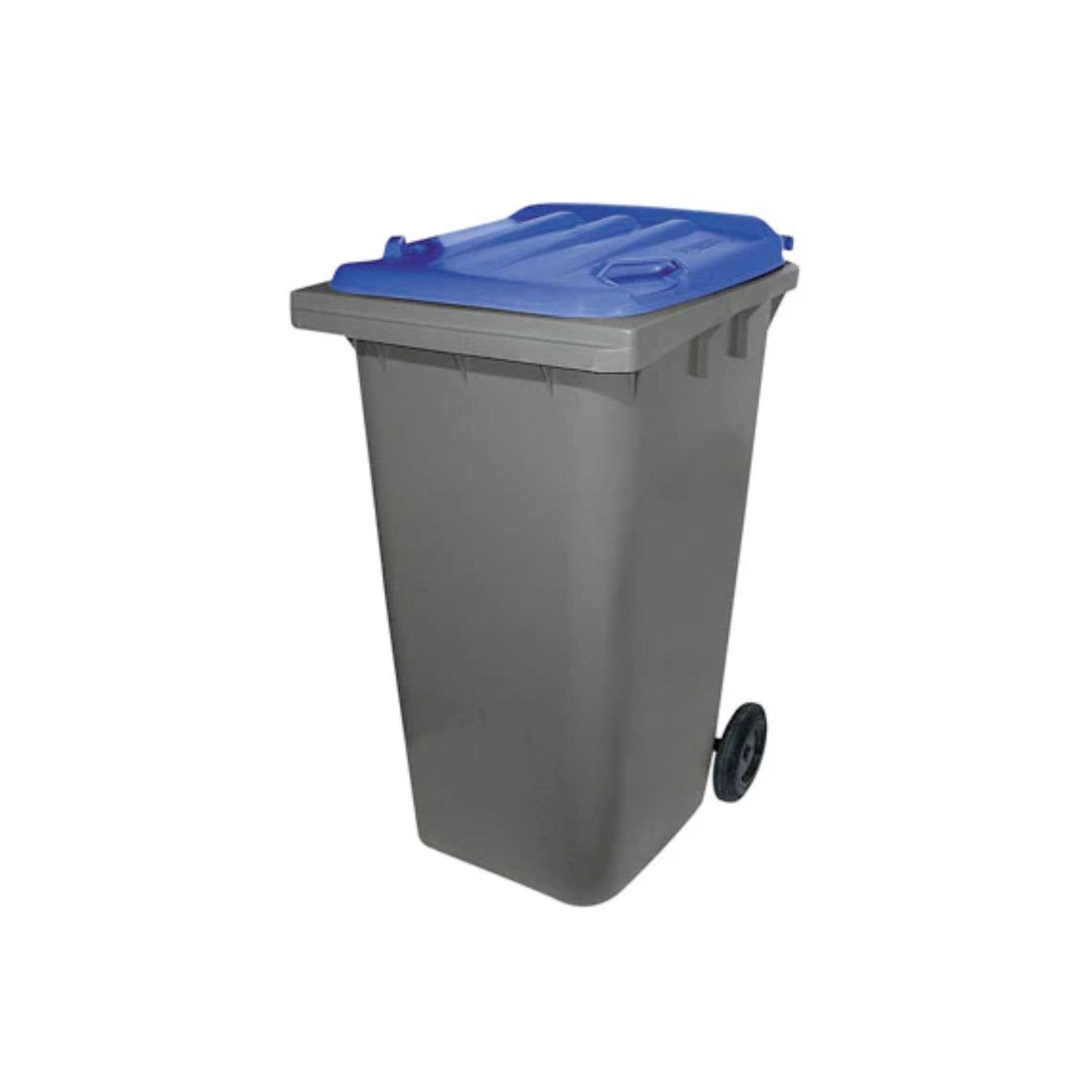 Contentor Cinza com Tampa Azul e Rodas 120L